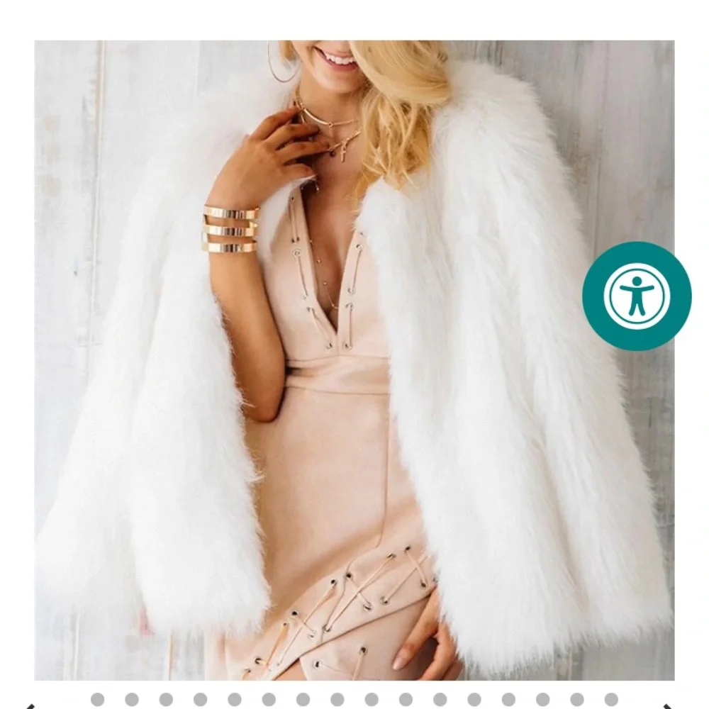 White faux fur coat, never worn! - Picture 3 of 3